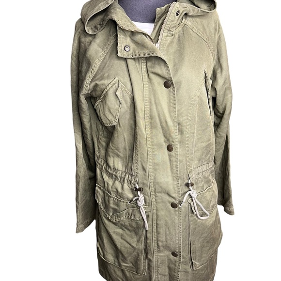 American Eagle Jacket Womens Size XS Green Military Lightweight Coat Hooded - Picture 11 of 12